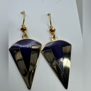 Roccoco Vtg 80s purple geometric dangle hook Earrings